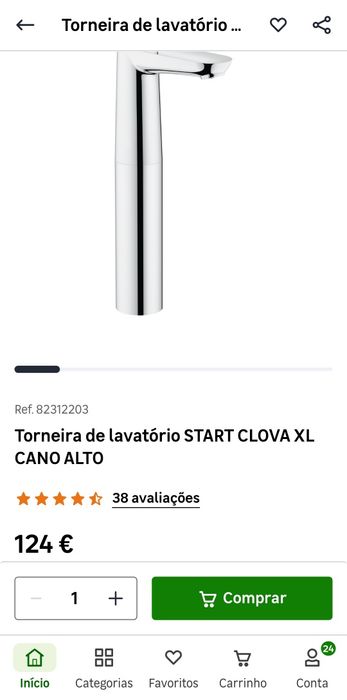Torneira Lavatório Grohe Start Clova XL Cano Alto NOVO