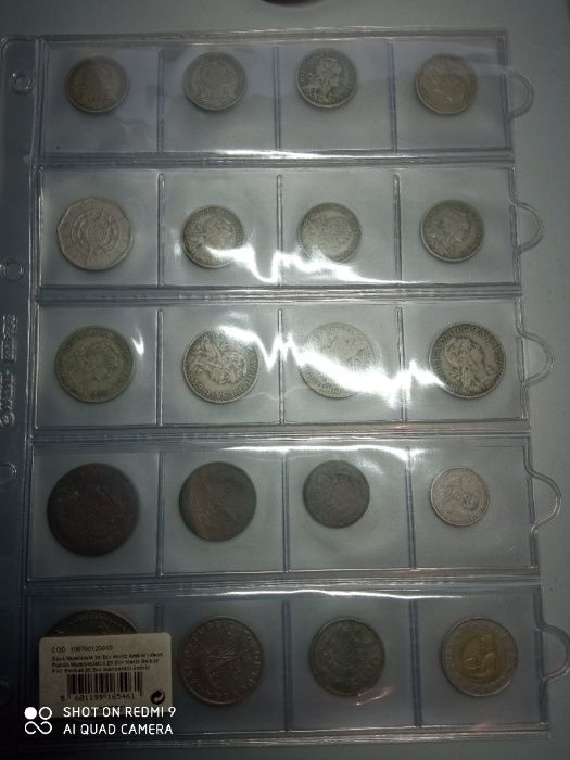 Moedas de 1 escudo + 50 centavos + moedas espanholas e outras