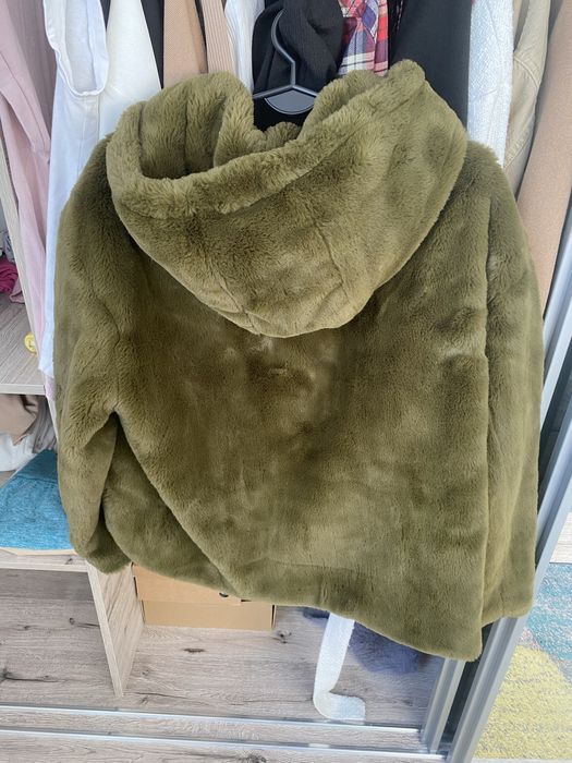 Zara Kurtka ze sztucznego futerka zielona