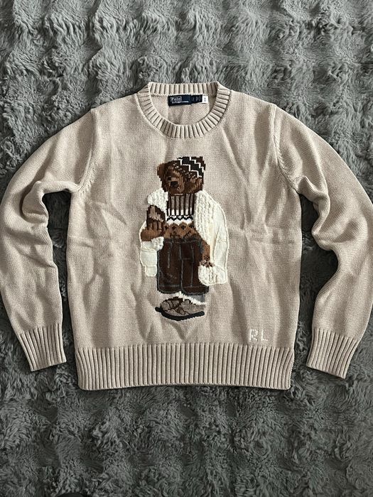 Beżowy Sweter Ralph Lauren z misiem