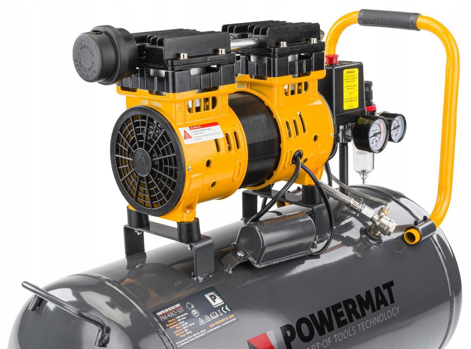 Kompresor Bezolejowy 50L Sprężarka 8 Bar 290l/min 230V  CICHY 59dB