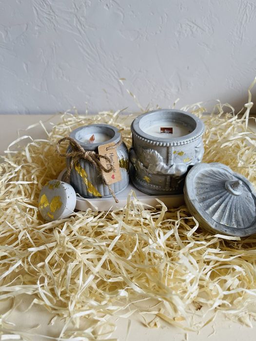 Набори подарункові свічки в гіпсових кашпо