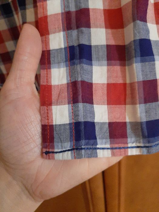Koszula męska w kratkę czerwono-niebieska