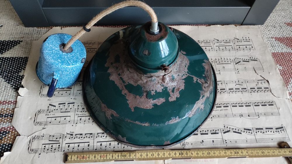 Candeeiro Esmaltado Industrial Vintage