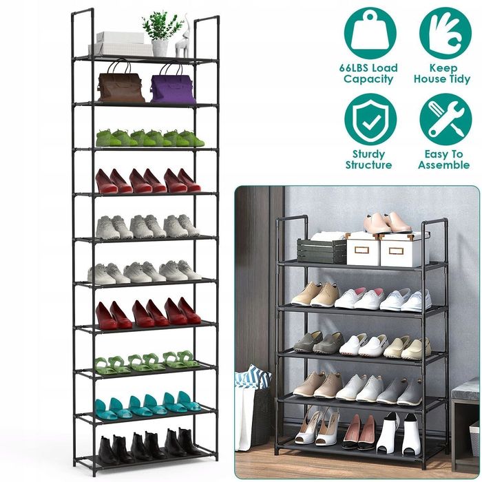 ORGANIZER na buty 10-poziomowy pionowy materiałowy czarny