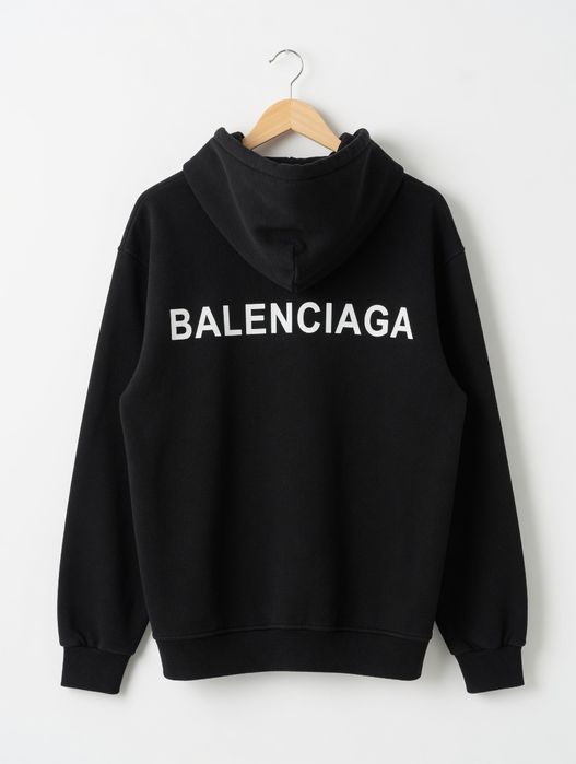 Bluza z kapturem z logiem Balenciaga Czarna Męska rozmiar