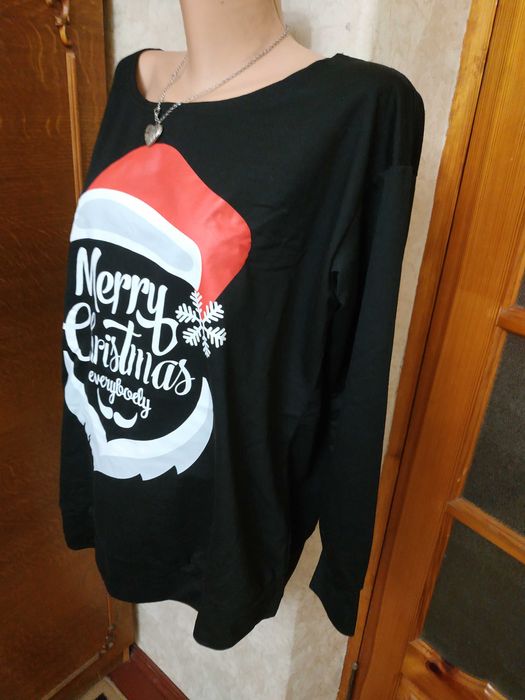 Новорічна, різдвяна чорна кофта унісекс з написом Merry Christmas 3XL