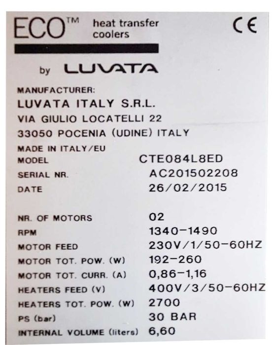 Nowy Luvata CTE084L8ED (ECO Modine) 4,7kW (parownik, skraplacz)