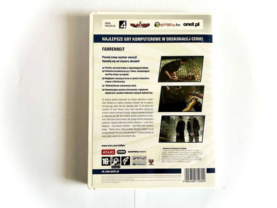 Fahrenheit  gra PC PL 6/6 BEZ RYS !!! 1xDVD-ROM PL
