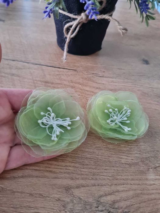 Miętowe kwiaty,klipsy do butów,przypinka,ślub