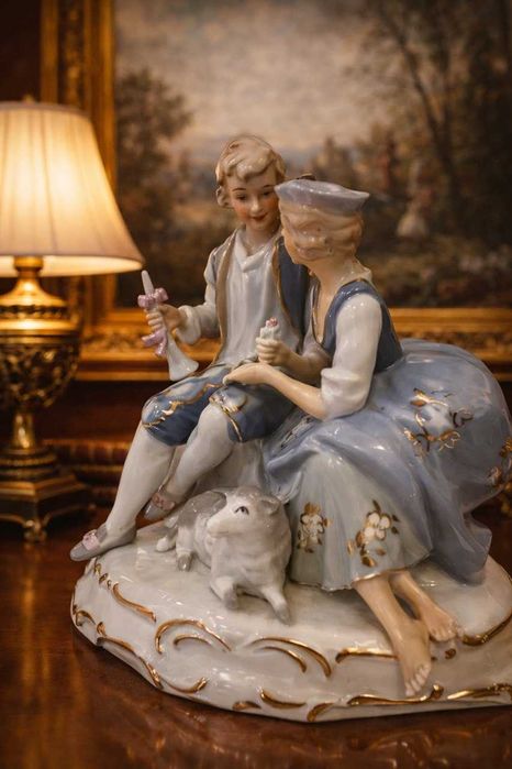 Коллекционный немецкий фарфор — Влюблённые с овечкой, 1930–40-е гг.,