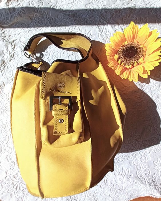 mala amarela em pele Leo Bastida XL