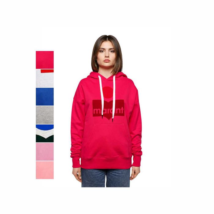 Худі Isabel Marant Étoile Mansel flocked-logo hoodie Neon Pink \ Ecru/Red \ Blue \ Grey/Green/Blue \ Raspberry Pink \ Rosewood