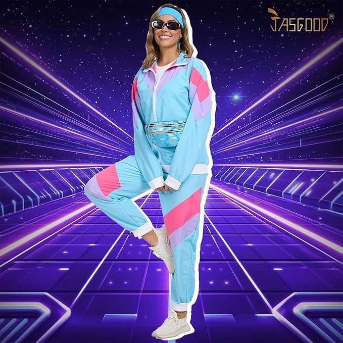 JasGood Strój w stylu retro, lata 80., lata 90 XL