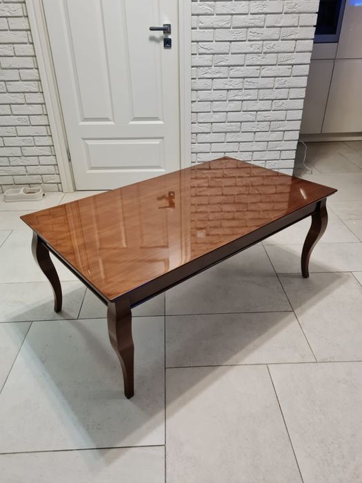 Ława stolik kawowy lite drewno wysoki połysk