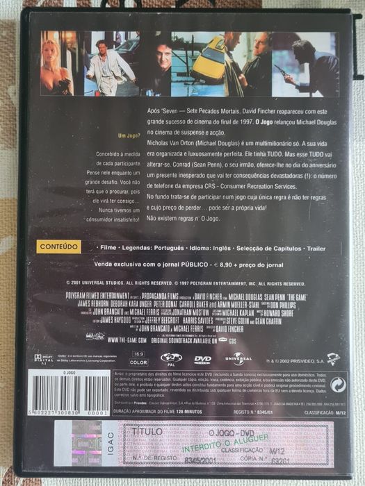 DVD  O  Jogo  M. Douglas