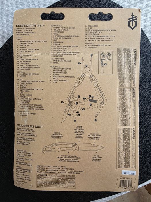 Zestaw Gerber Multitool Suspension NXT + Nóż Mini Paraframe Gift Box