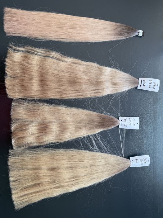 Blond włosy 60 cm bez silikonu do przedłużania