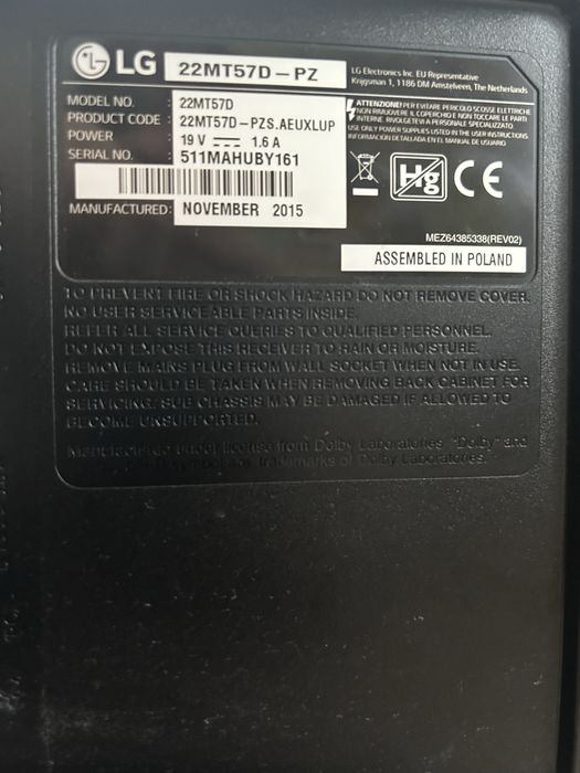Monitor / TV LG 22MT57D-PZ 22" Full HD LED IPS