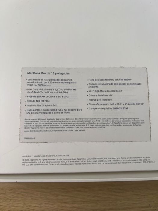 MacBook Pro 13” Intel i5 2,3 GHz / 8GB / 128GB