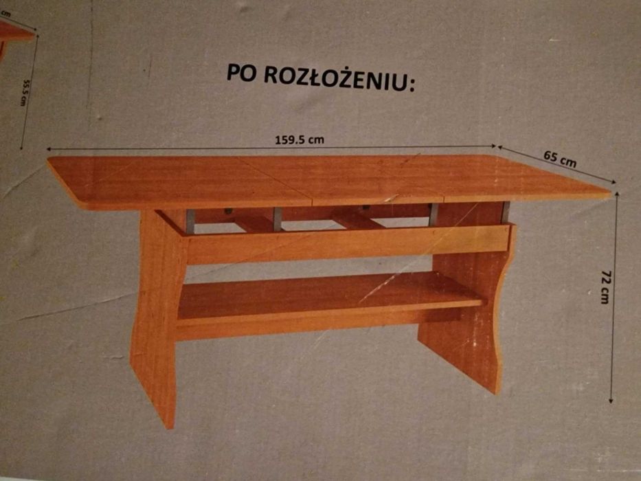 Ławo-stół regulowany podnoszony rozkładany olcha