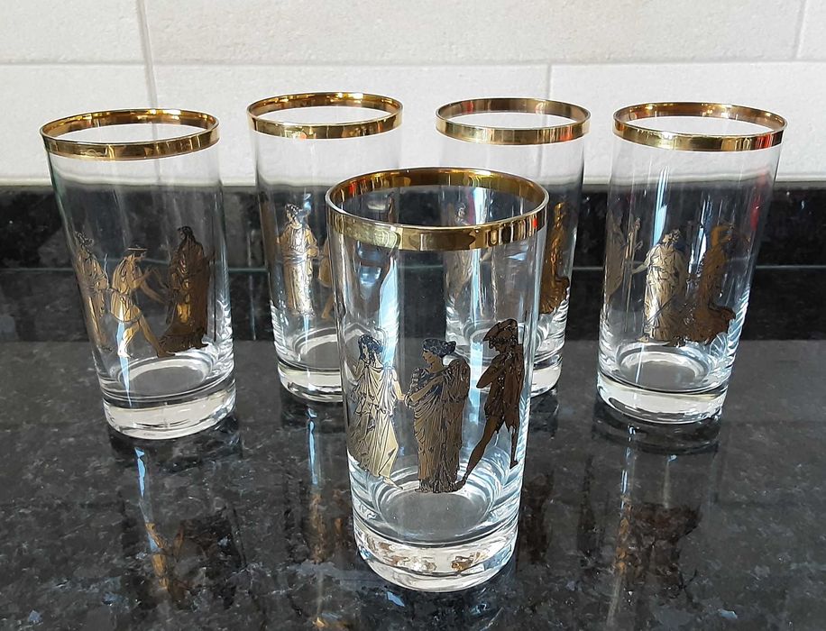 Conjunto de 5 Copos Antigos/Vintage (Feira Popular)