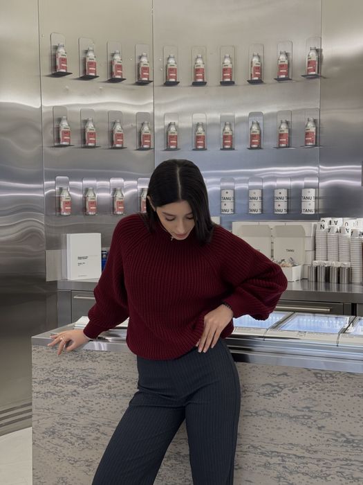 Светр вязаний бургунді one size