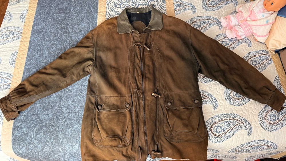 Casaco Vintage Duffle Coat em Pele Ovina, Fabrico Espanhol (Inca), 48
