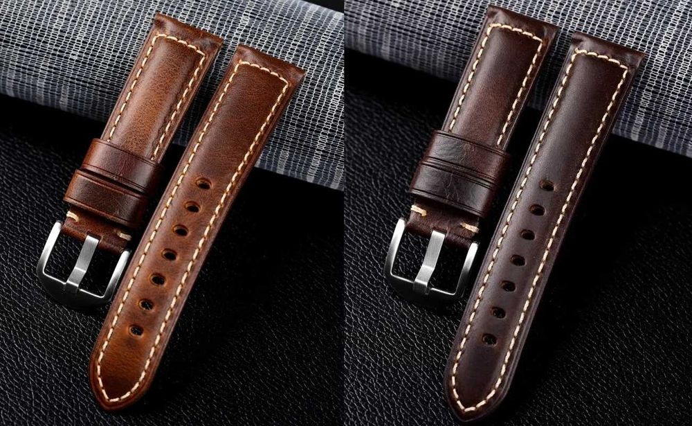 Pasek skórzany do zegarka 20mm jasny i ciemny brąz komplet 2szt