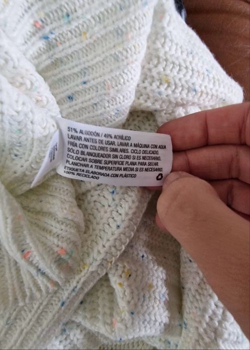 Kardigan Cat & Jack kremowy melanż oversize na guziki