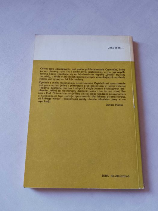 "Biochemiczne podstawy toksykologii" Biblioteka Lekarza Przemysłowego