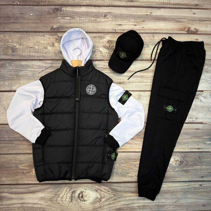 Спортивний костюм весняний чоловічий +жилетка +кепка Stone Island