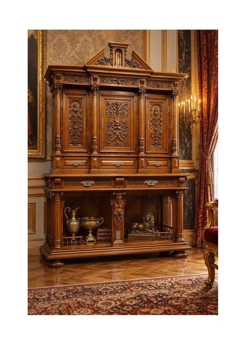 Stary Pałacowy Kabinet – Kredens Neorenesans Francja Figura Diabła