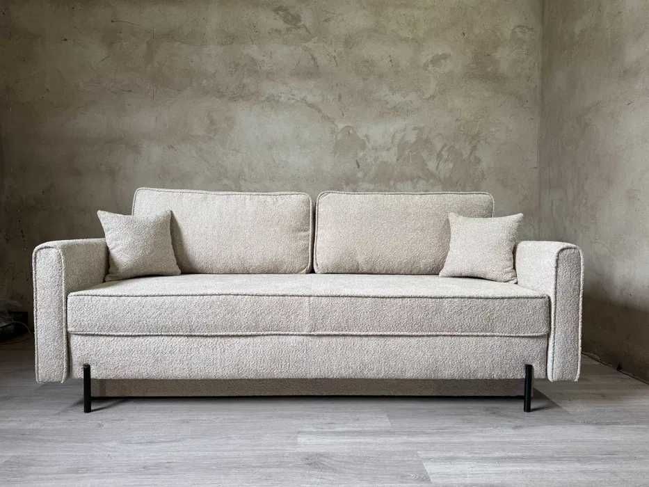 Skandynawska kanapa Malmo w tkaninie boucle baranek funkcja spania