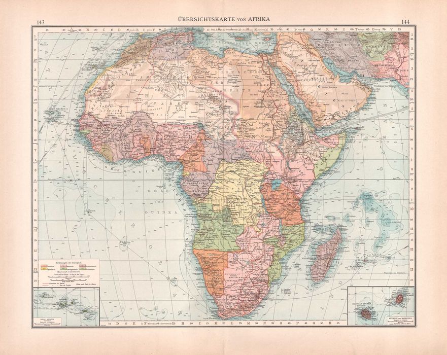 AFRYKA stara kolonialna mapa Afryki 1896 r. oryginał