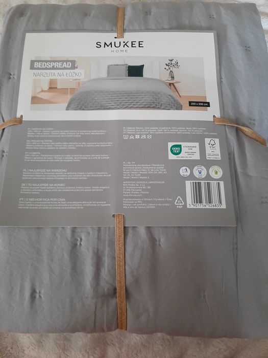 Narzuta na łóżko  220x200  szara