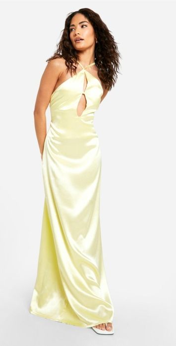Satynowa cytrynowa suknia NOWA