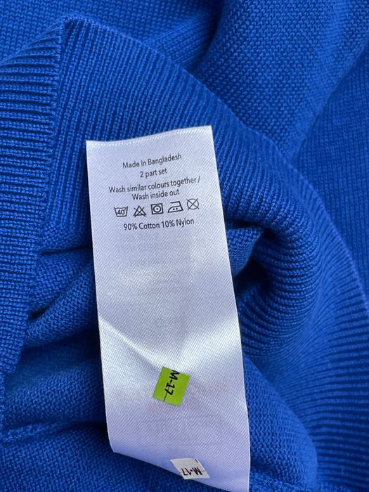 110 116 George niebieski sweter sweterek bawełniany v-neck chabrowy