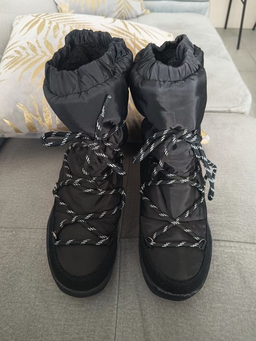 Buty zimowe damskie dziewczęce śniegowce czarne R.38, wkł.24,5 Jenny f