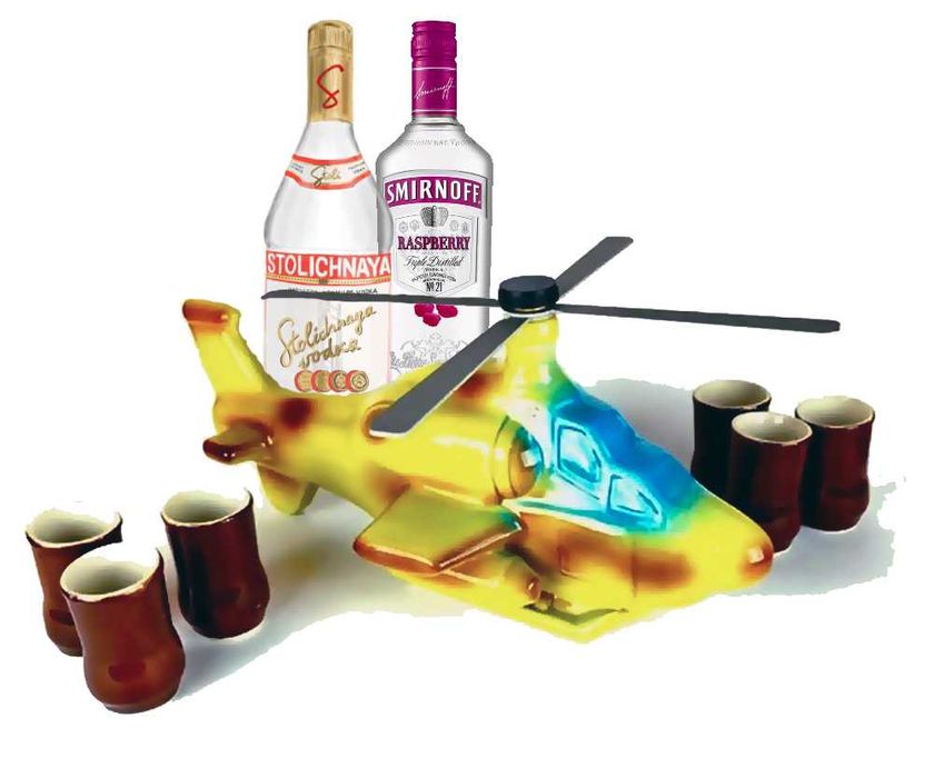 Бутылка-сувенир из серии военный вертолет