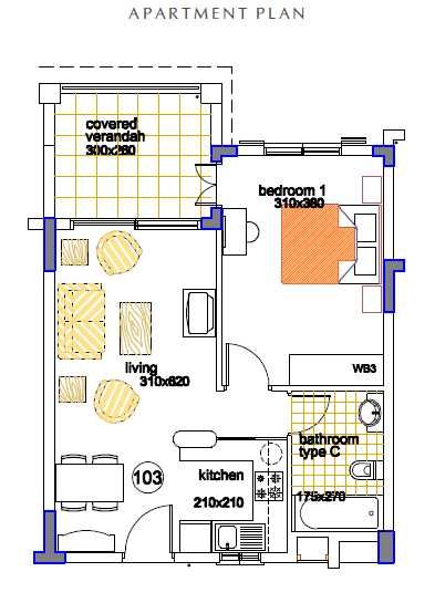 Продаж чудових 1 сп + зал апартментів, 61м2  м.Пафом(Кіпр)