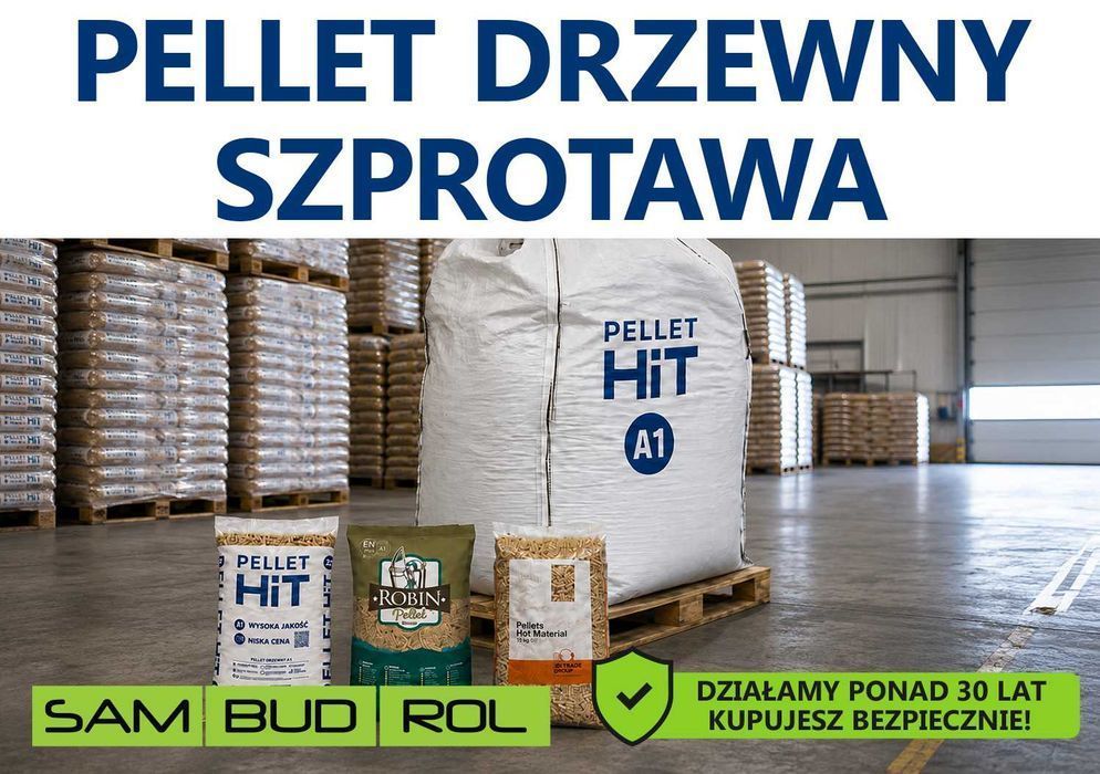 Pellet drzewny SZPROTAWA, klasa A1 oraz A2, big bag i workowany, transport pod dom, bezpieczna płatność u kierowcy!