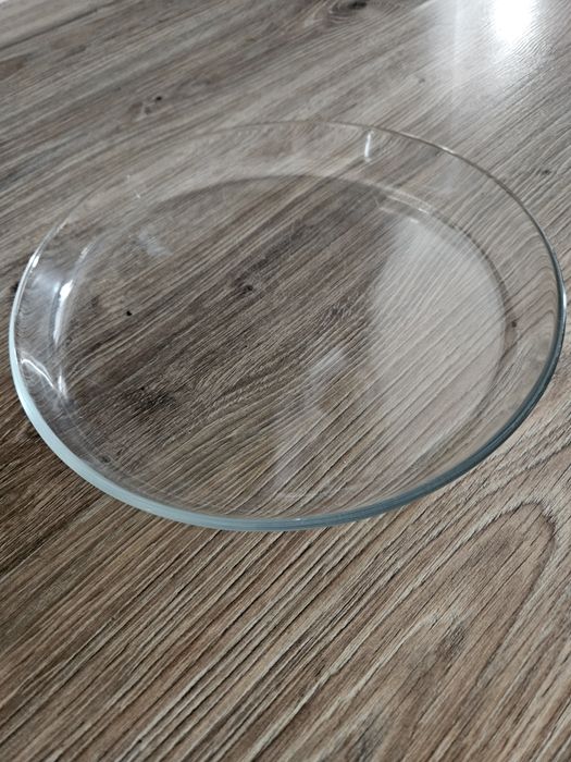 Szklany płaski duży talerz patera duka