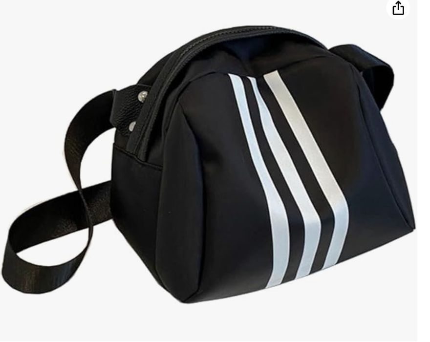 Nylonowa torba na ramię, czarna w paski MABANOCOTA