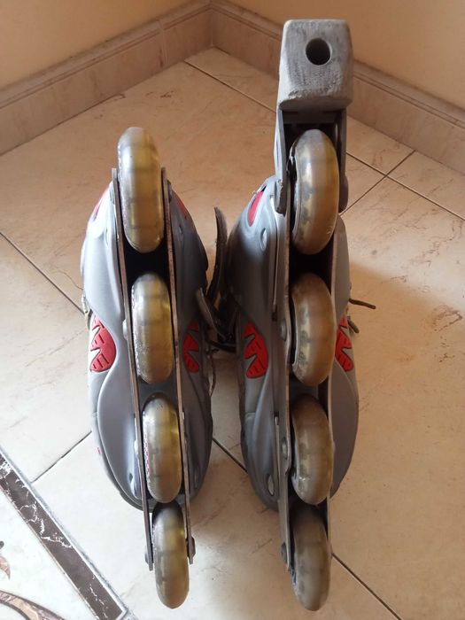 patins em linha + saco + proteções
