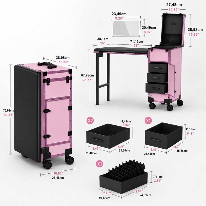 Mesa de Manicure Profissional Portátil em Mala