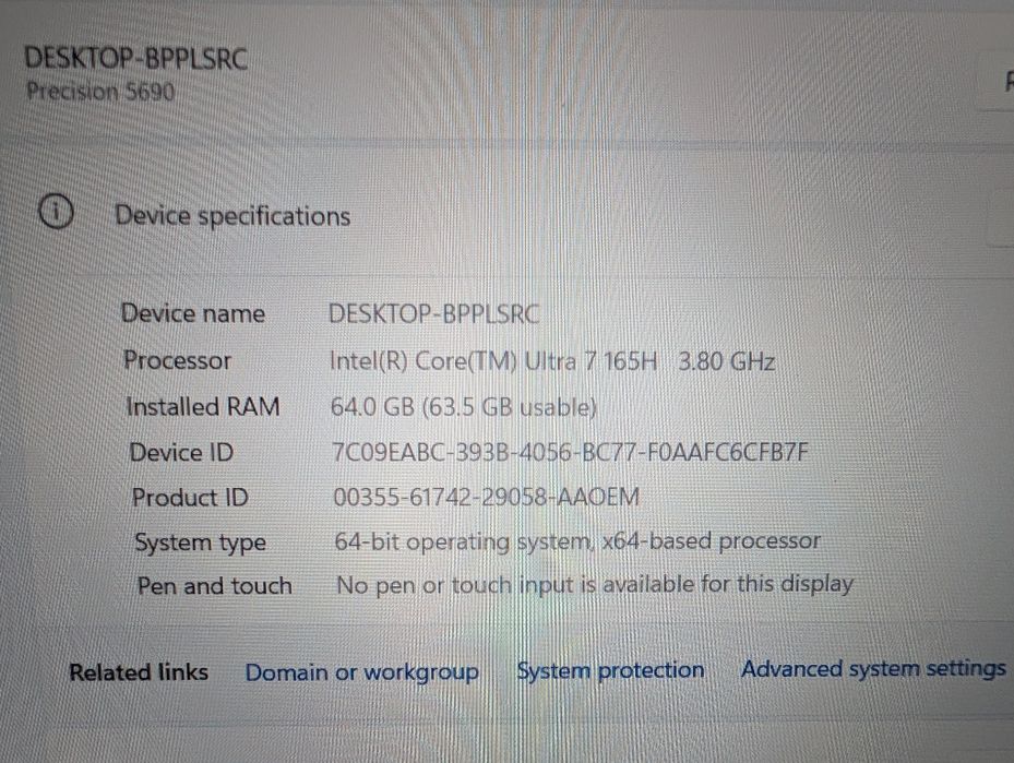 Dell Precision 5690 FHD+ Ultra 7 165H