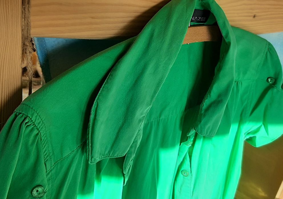 Koszula,zielona,guziki,krótki rękaw,Snazee