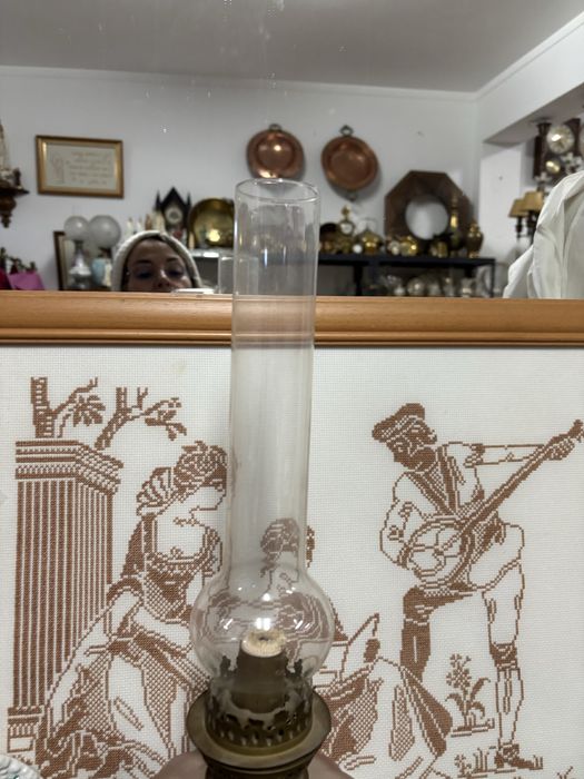 Candeeiro vintage a petroleo rosa