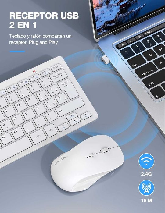 Mini bezprzewodowa klawiatura i mysz, ergonomiczna ultra cienka